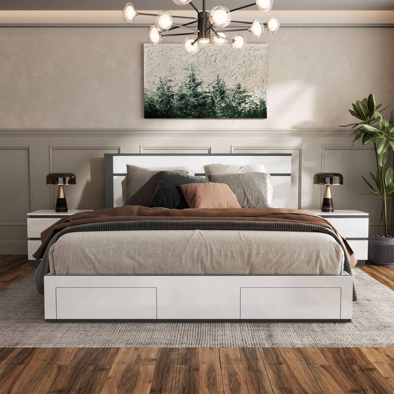 Furniture of America Conjira Modern White 2-Drawer Platform Bed