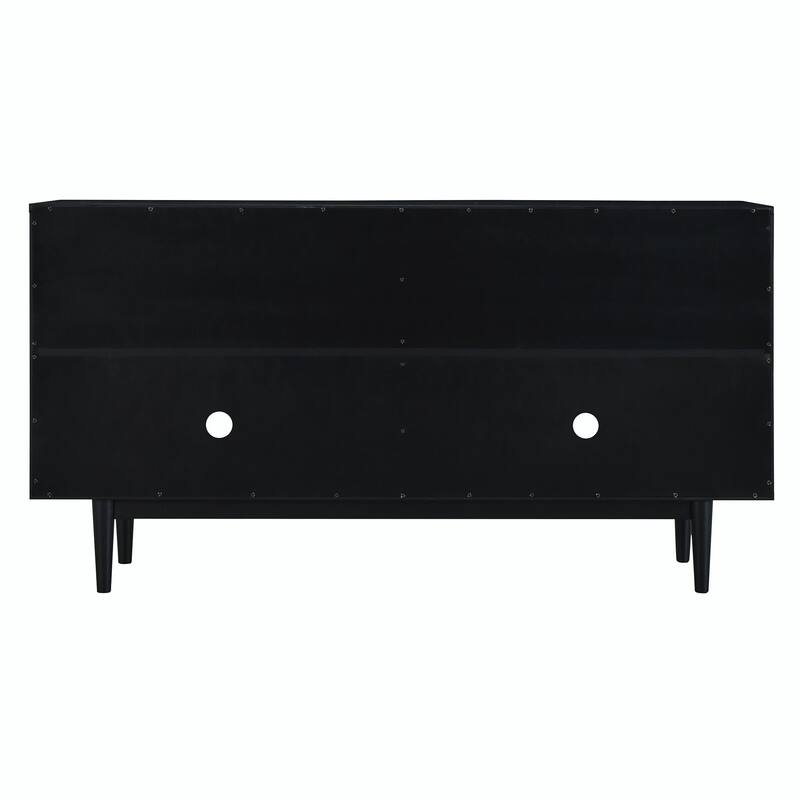 Modern 4-Door Sideboard with Convex Pattern Doors and Silver Handles