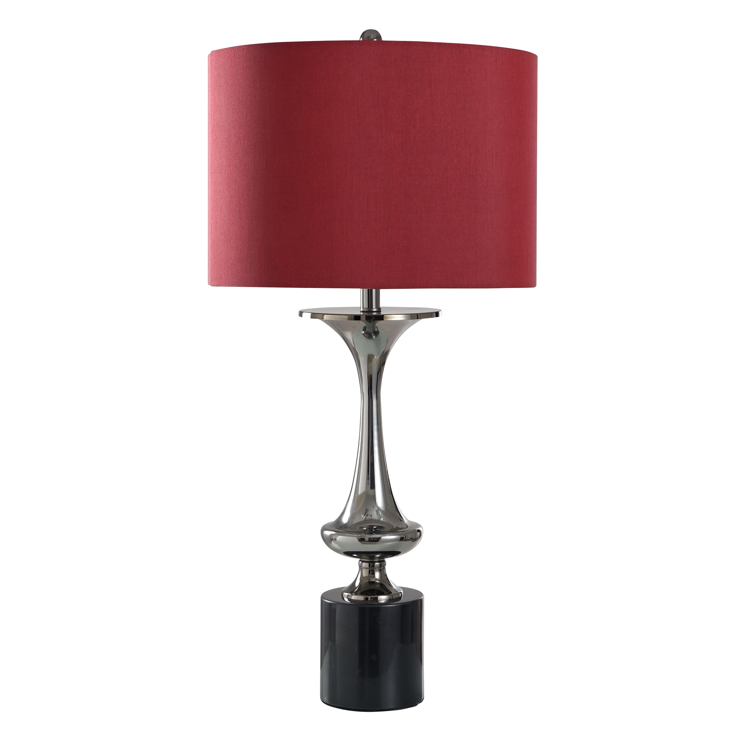 StyleCraft Steel Table Lamp - Tyrus Silver - Red Shade
