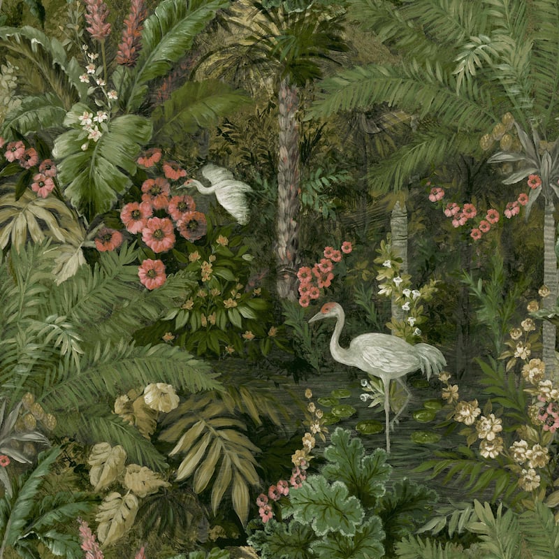 Masoala Forest Unpasted Non-Woven Wallpaper – 396in x 20.8in - Green