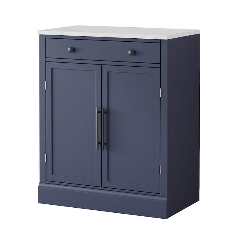 Modern Freestanding Kitchen Pantry,Buffet Food Storage, Coffee Bar Cabinet with Drawer, Set of 2