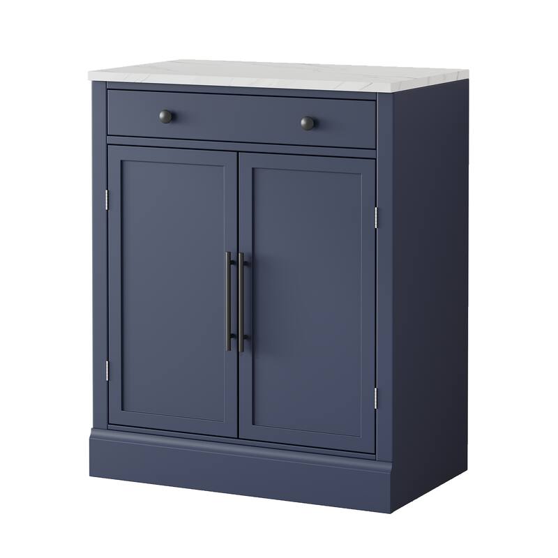 Set of 2 Modern Freestanding Kitchen Pantry, Coffee Bar Cabinet with Drawer, 2 Adjustable Shelves and 2 Door Shelves