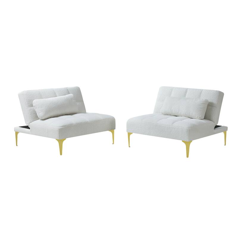 Convertible Sofa Bed with Teddy Fabric, Freely Configurable Sections
