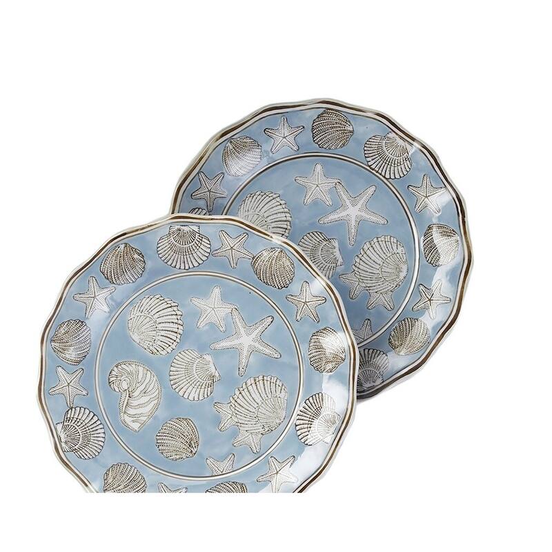 14 1/4 Inch Diameter Seashell Design Round Platter - 1 X 14.25 X 14.25 inches