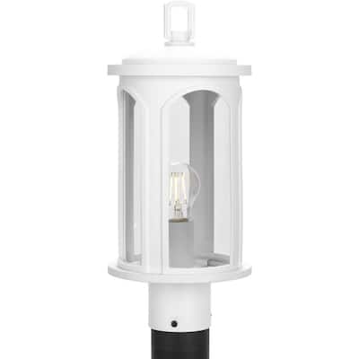 Gables Collection One-Light White Clear Glass Outdoor Post Light - 7.5 in x 7.5 in x 16.75 in