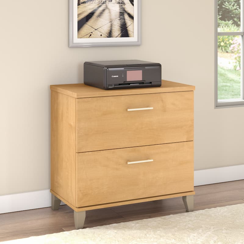 Bush Furniture Somerset 2 Drawer Lateral File Cabinet with Storage - Maple Cross