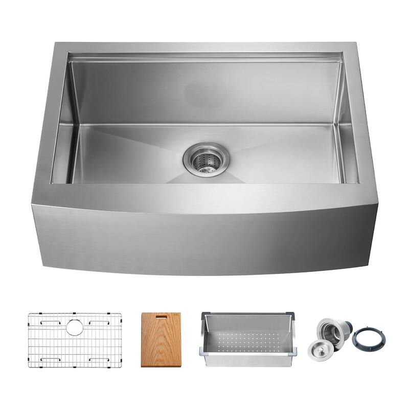Handcrafted Farmhouse Apron Single Bowl Stainless Steel Kitchen Sink