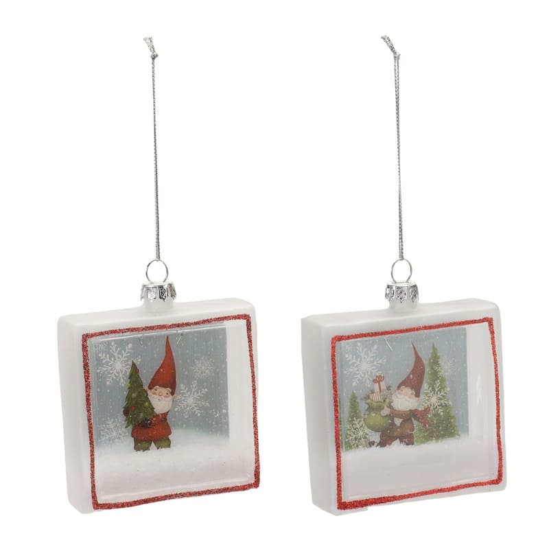 6ct Gnome Shadow Box Christmas Ornaments 4"