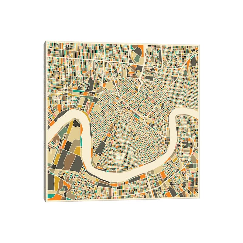 iCanvas "Abstract City Map of New Orleans" by Jazzberry Blue Canvas Print