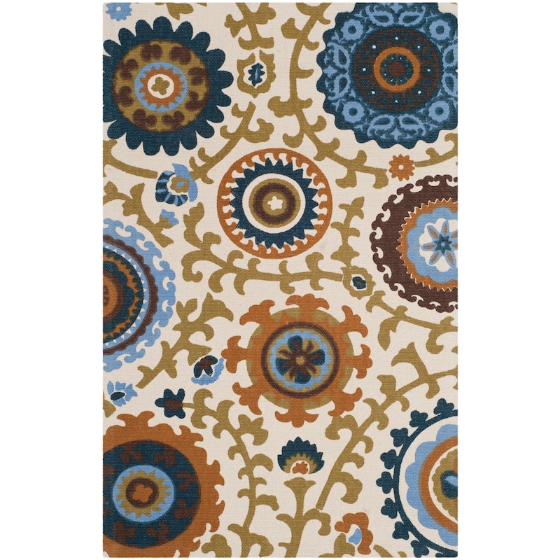 SAFAVIEH Handmade Cedar Brook Bahareh Modern Cotton Rug - 2'3" x 3'9" - Ivory/Blue