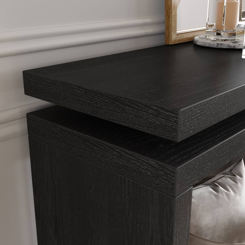 60'' Farmhouse Console Table - Retro Wooden Entryway Table with Double Board Suspension Design, Solid Wood & MDF, Sofa Table