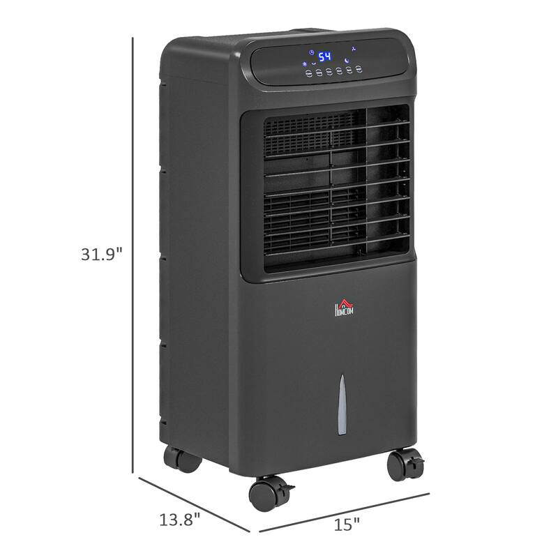 HOMCOM Mobile Air Cooler, Evaporative Ice Cooling Fan Water Conditioner Humidifier Unit with 3 Modes, 3 Speed, Remote Controller
