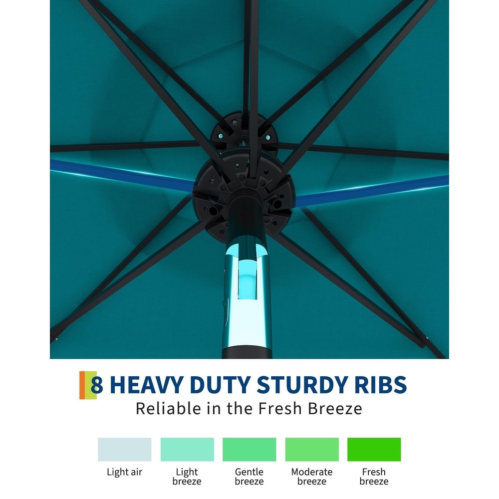 Coromose 9FT Outdoor Patio Umbrella, 8 Sturdy Ribs, with 32 LED Lights