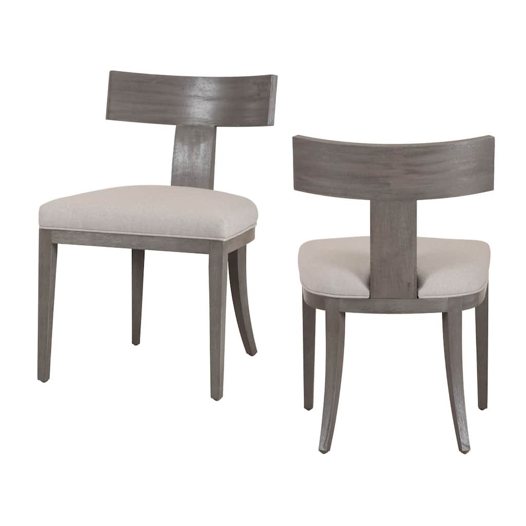 Modrest Fabien Mid-Century Modern Beige Linen & Grey Wash Dining Chair (Set of 2)