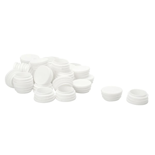 1 1/2" 38mm OD Plastic Round Ribbed Tube Inserts Pipe End Cover Cap White