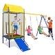 preview thumbnail 1 of 8, Gymax 5-in-1 Kids Swing Set w/Trampoline Roof 2 Belt Swings Slide Kids