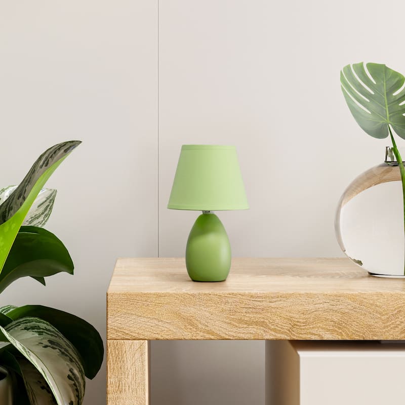 Ceramic Table Desk Lamp with Tapered Drum Shade - 9.5" - Green