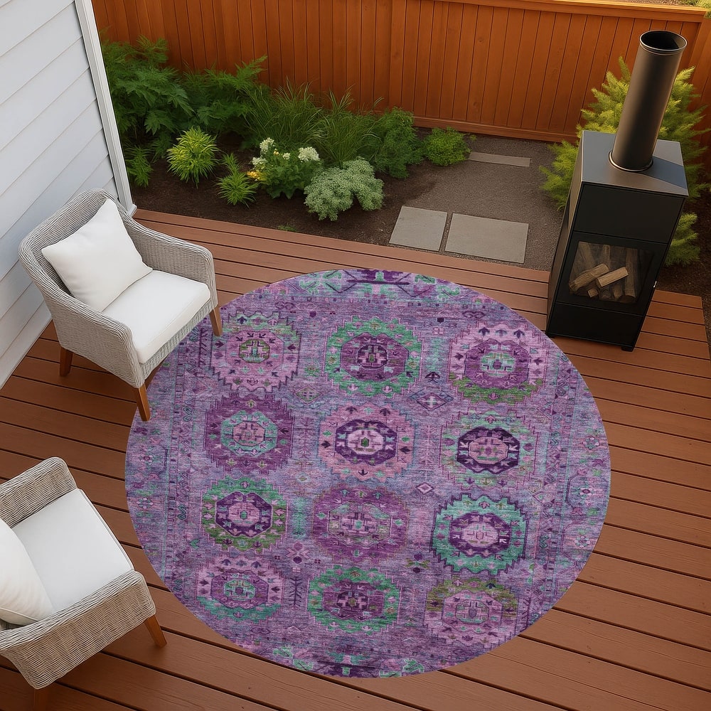 Machine Washable Indoor/ Outdoor Boho Vintage Chantille Rug