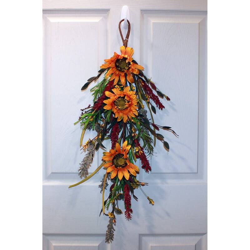 28" Mixed Fall Sunflower Teadrop