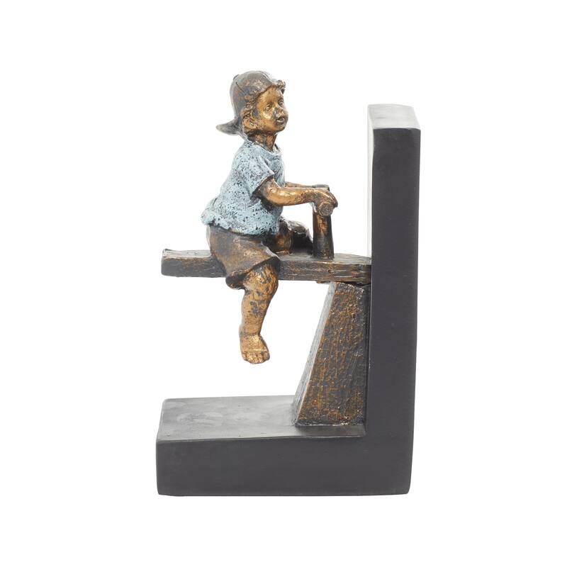 Polystone People Decorative Bookends with Swing Set - Set of 2 Brown - Roche River Decor