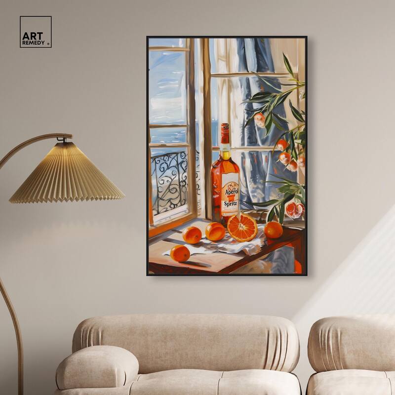 Orange Aperol by the Sea Canvas by Art Remedy
