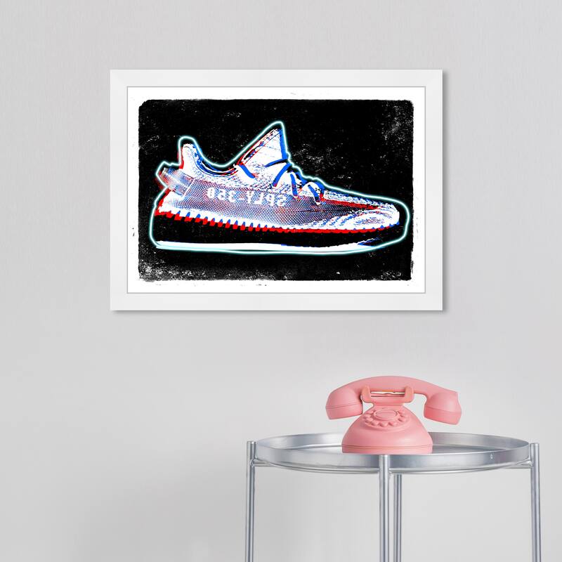 Wynwood Studio Canvas Fashion and Glam 3D Sneakers Blue and Modern & Contemporary Wall Art Canvas Print - White