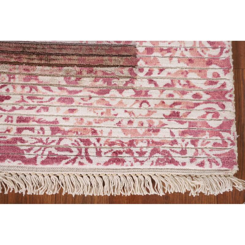 Striped Modern Abstract Oriental Accent Rug Handmade Wool Carpet - 2'7"x 4'10"