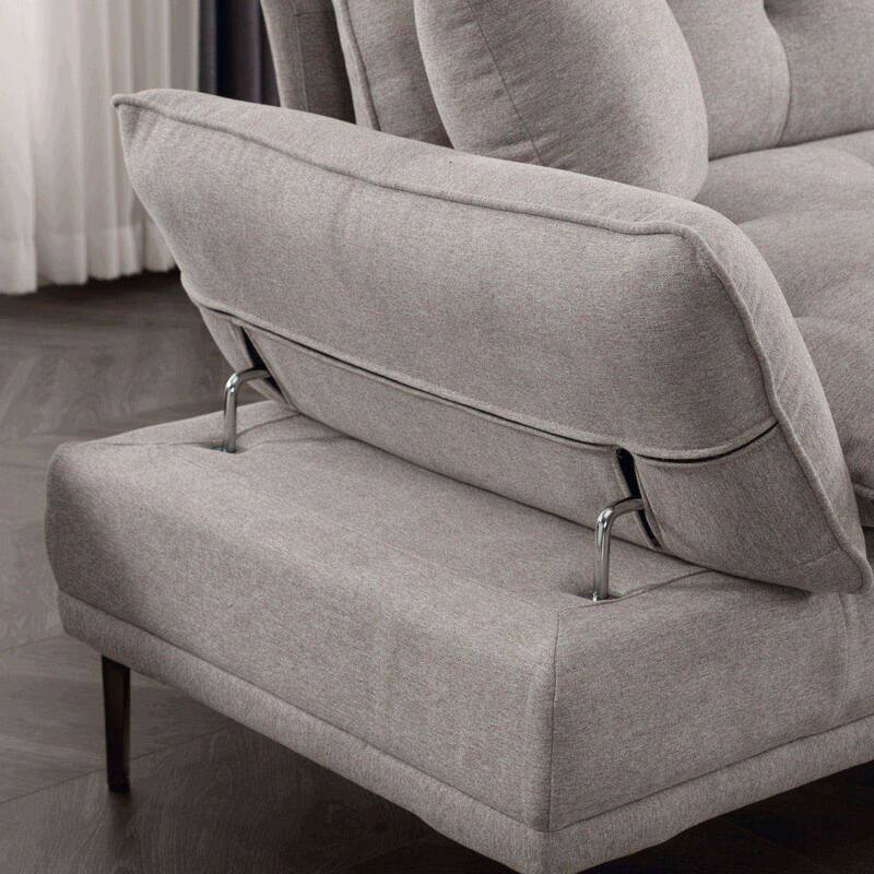 Modern upholstered loveseat couches with metal feet - N/A