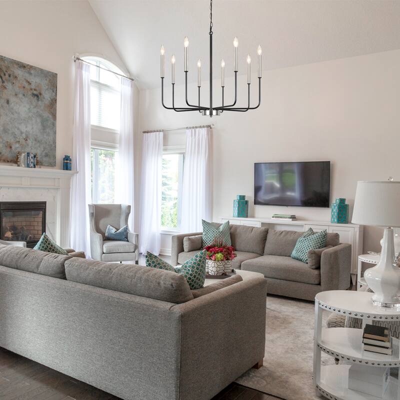8-Light Farmhouse Traditional Candle Chandelier for Dining Room Bedroom Living Room