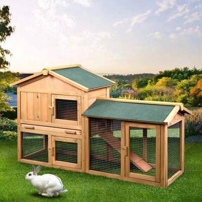 61" Wooden Chicken Coop Hen House Rabbit Wood Hutch Poultry Cage - 61''