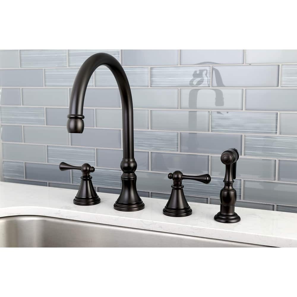 Kingston Brass Governor Widespread Kitchen Faucet with Brass Sprayer