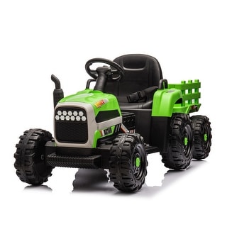 Ride on Tractor with Trailer,24V Battery Powered Electric Tractor Toy, electric car for kids