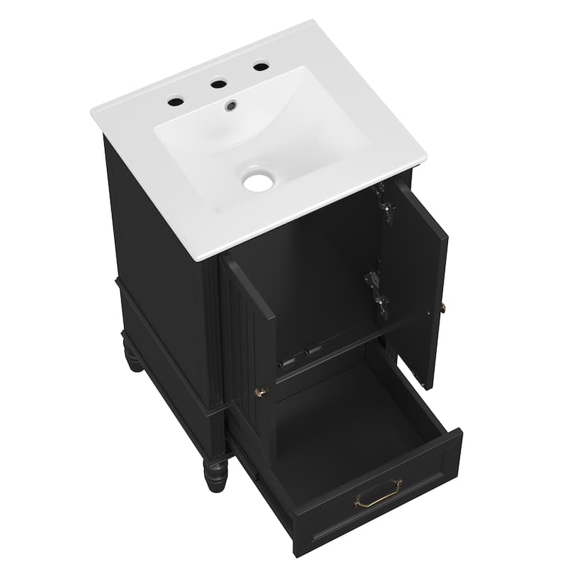 20" Bathroom Vanity with Sink, Bathroom Cabinet with Two Doors, Magnetic Door Stopper and Adiustable Foot Pads, A Drawer