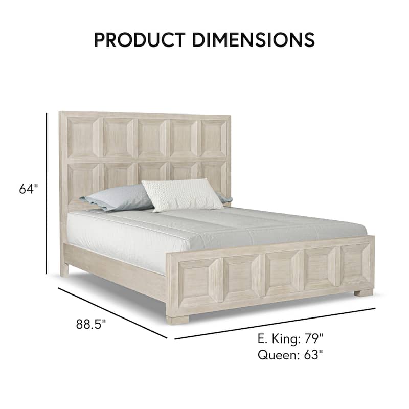 Furniture of America Durem Modern Classic 3-Piece Solid Wood Panel Bedroom Set with 2-Drawer Oversized Nightstand