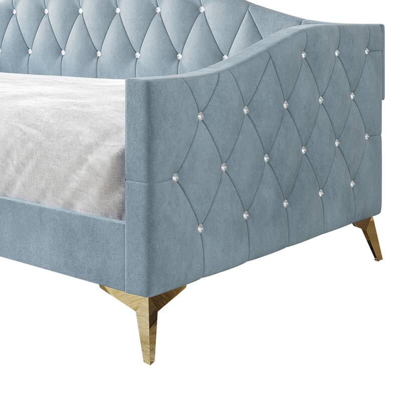 CraftPorch Elegant Crystal Button-Tufted Twin Size Upholstered Daybed