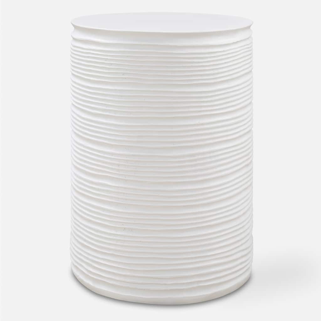 Recessed Groove Drum Accent Table - 18" - White
