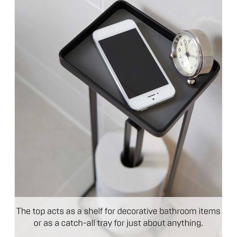 Yamazaki Home Toilet Paper Stand, Steel, Holds 3 toilet paper rolls - L 4.72 x W 6.3 x H 20.47 inches