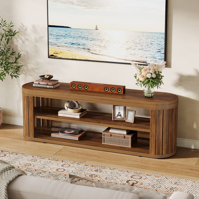 TV Stand, Storage Shelf Media Console, Living Room Bedroom Entertainment Center Accent Television Stand