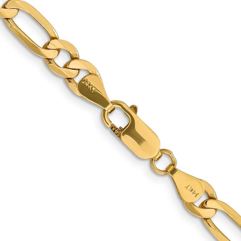 Curata 14k Yellow Gold Solid Polished 6.25mm Flat Figaro Chain Bracelet Lobster Claw