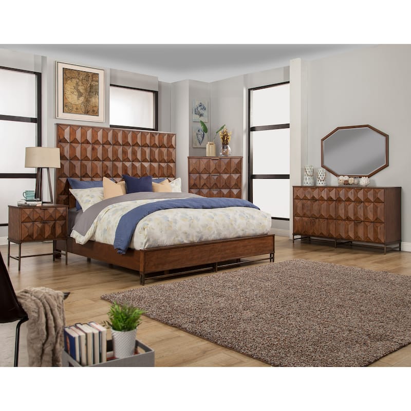 Origins by Alpine Trig Wood 5 Drawer Chest in Antique Brown