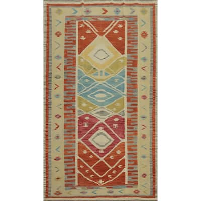 Hand Woven Southwestern Wool Multi-Colored Geometric Area Rug - 8' 3'' X 5' 1''