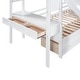 preview thumbnail 12 of 14, Twin over Twin Bunk Bed with Storage Staircase, Slide, Desk with Drawers and Shelves, and Full-Length Guardrails, White