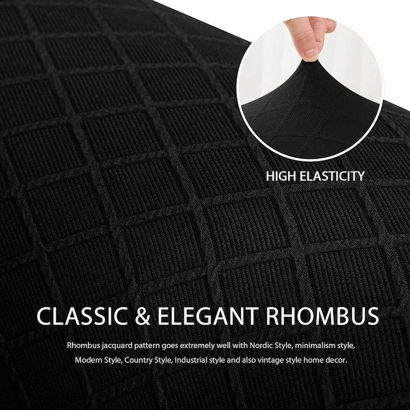 Enova Home 3-Seater Couch Covers Durable Rhombus Jacquard Polyester Spandex Fabric Box Cushion Sofa Slipcover