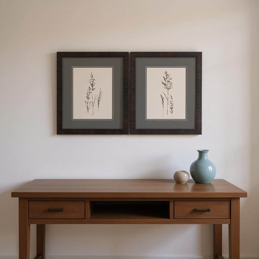 HomeRoots Set Of Two Delicate Stems Brown Framed Wall Art