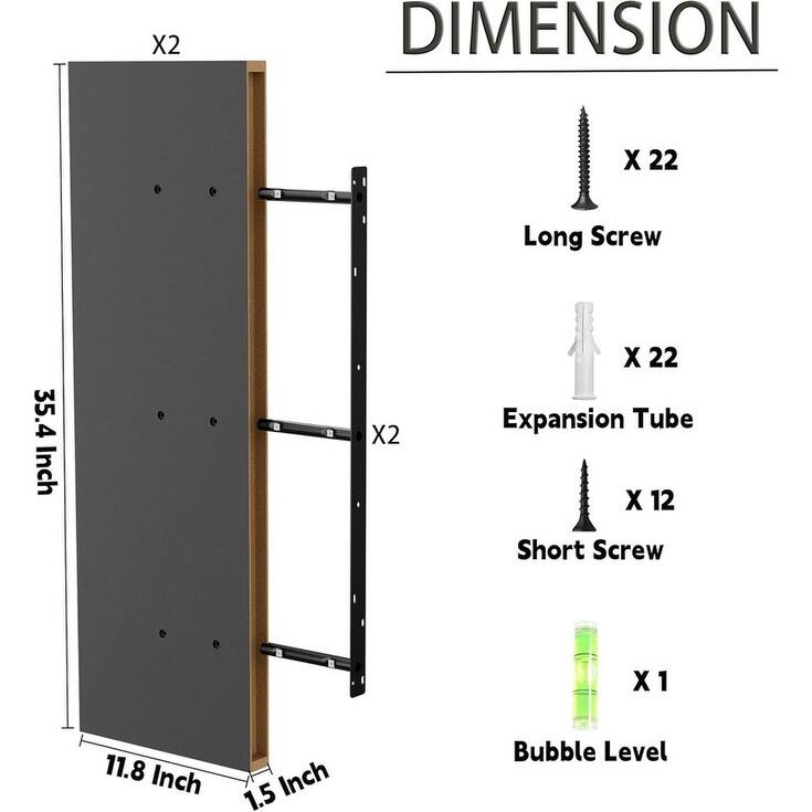36" Long Floating Shelves - Black Set of 2
