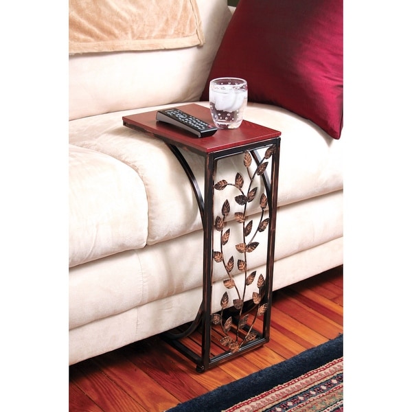 Leafside Wood Grain Top Sofa Side End Table
