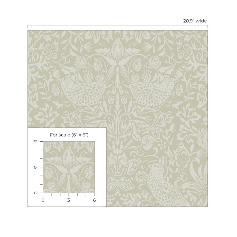 NextWall Tonal Bird Garden Peel and Stick Wallpaper