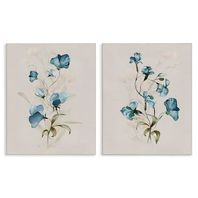 Stupell Blue Botanical Herbs Canvas Wall Art Design By Susan Jill (Set of 2)