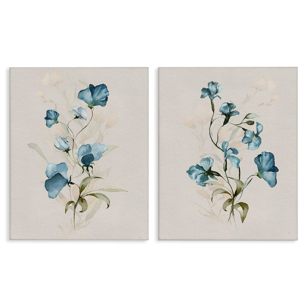 Stupell Blue Botanical Herbs Canvas Wall Art Design By Susan Jill (Set of 2)
