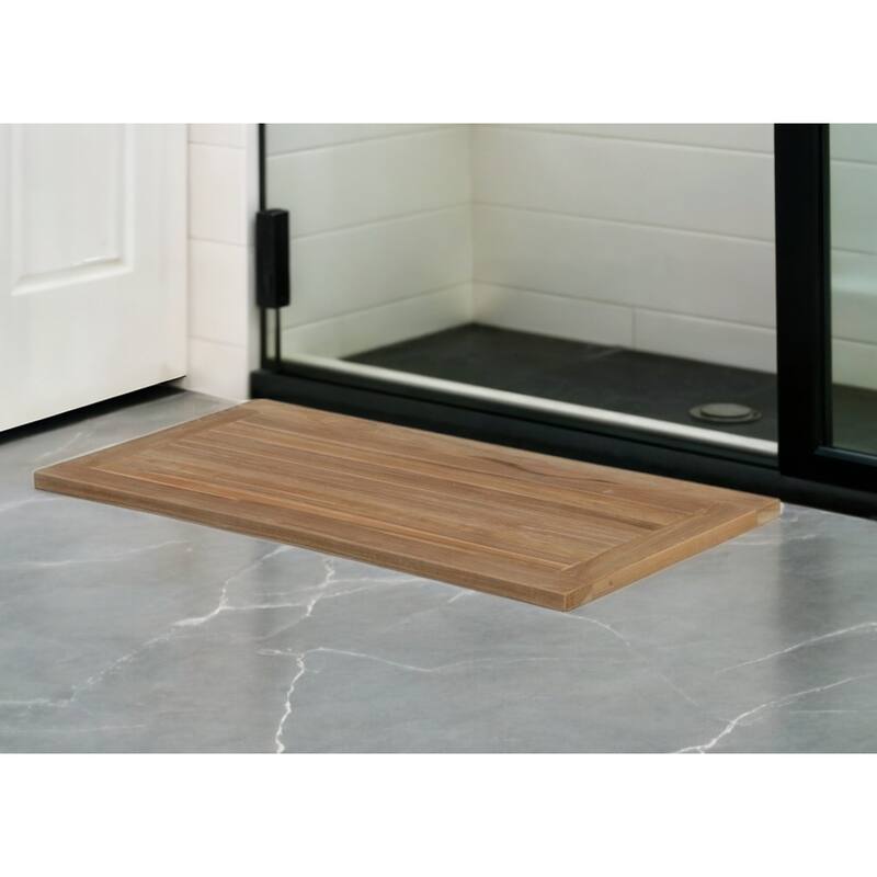 HomeRoots Natural Teak 39" Shower Mat - 39' X '20' X '1